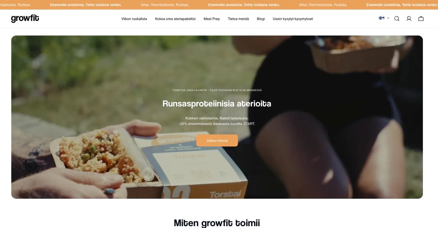 Growfit website home page