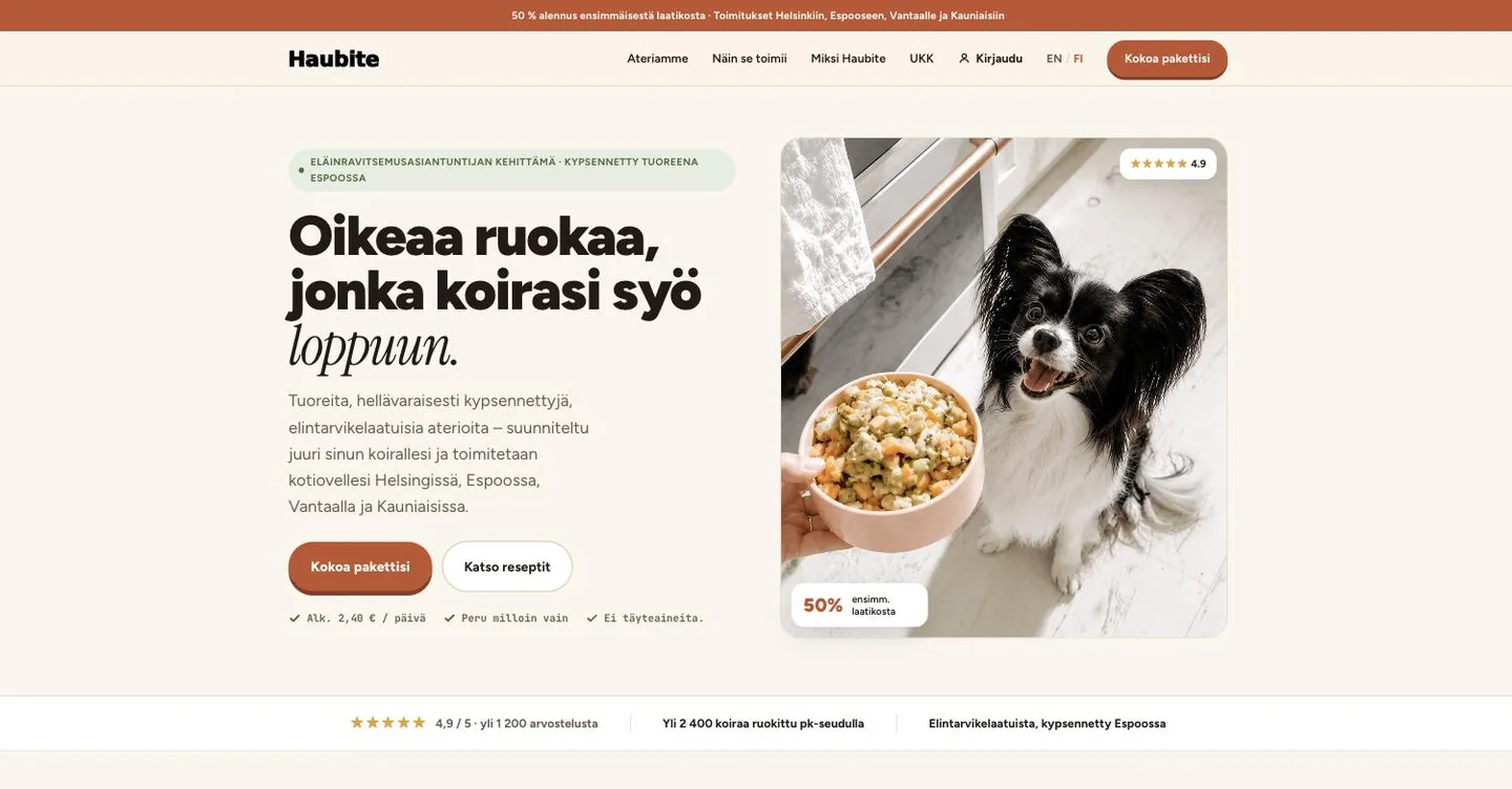 Haubite website home page